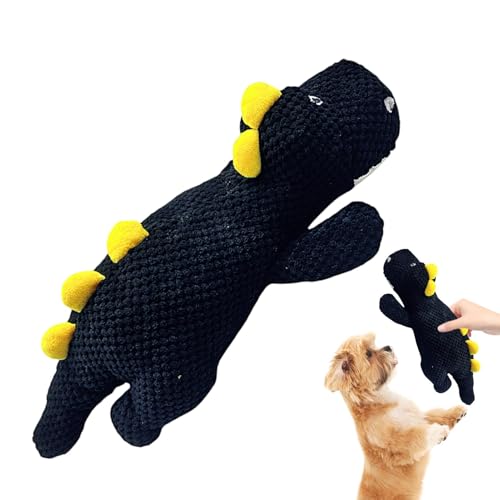 ccuzs Squeaky Dog Toy, Puppy Chew Toy, Interactive Pet Teether, Durabless Dinosaur Design, Soft Plush Material Dogs, Indoor Playtime, 22x33x37cm Green Dark Blue von ccuzs