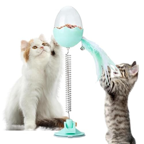 ccuzs Suction Cup Ball Cat Toy, Interactive Cat Treat Puzzle With Feather And Light, Catnip Teaser Wand For Indoor Cats, ABS Toy Button Battery Power, Hunting Game, 3.15 Inches von ccuzs