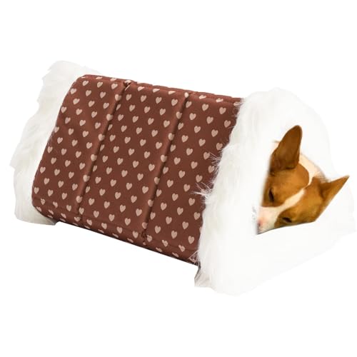 ccuzs Warmes Katzenbett, klappbares Katzenhaus für kalte Jahreszeit, Hundehütte für kleine Hunde mit Plüschkissen, abnehmbare und waschbare dekorative Hundehütten 46 x 25 x 30 cm von ccuzs