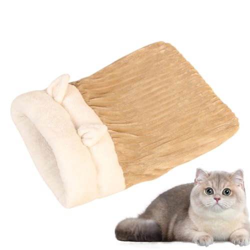 ccuzs Winter Cat Sleeping Bag, Warm Semi-Enclosed Plush Cat Bed, Soft and Cozy Pet Sack for Small Cats, Kittens, and Small Dogs, 17.32x14.57/21.26x17.72 Inches, Brown von ccuzs