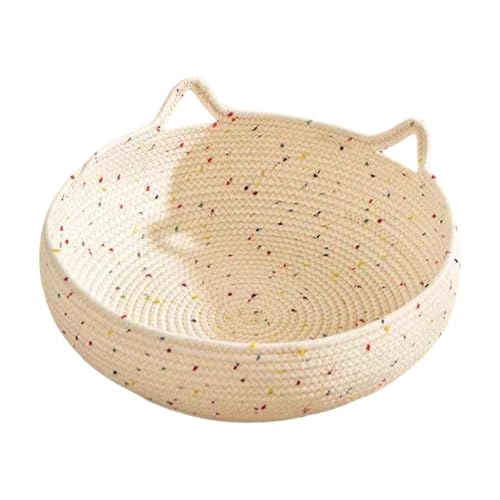 ccuzs Woven Cat Bed, Round Kitten Basket, Breathable Washable Cotton Rope Pet Nest, Slip-Resistant Bottom, Soft Sleeping Cushion for Small Dogs, Puppies, and Feline Friends von ccuzs