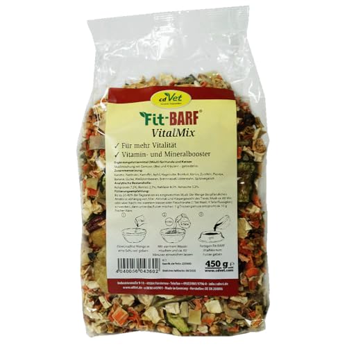 Fit-Barf VitalMix 450 g | Getreidefreies Müsli mit Gemüse, Obst & Kräutern für Tiere von cdVet