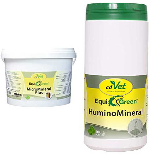 cdVet EquiGreen 100% Natur Micromineral Plus Nahrungsergänzungsmittel für Hunde, 4 kg & EquiGreen HuminoMineral von cdVet