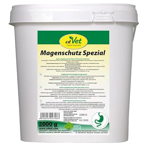 cdVet Magenschutz Spezial 2 kg - Fütterungsbedingte Unterstützung zur Regeneration des Magen-Darm-Traktes - Säurepuffer, Schleimhautschutz und Toxinbindung für Hunde und Katzen von cdVet