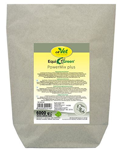 cdVet Naturprodukte EquiGreen PowerMix plus 6 kg - Pferde - Unterstützt den Aufbau der Muskulatur - Leistung durch Fütterung - Leistungssteigerung - Stoffwechselvorgänge - Sportlernahrung - von cdVet