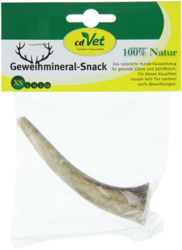 cdVet Naturprodukte Geweihmineral-Snack XS - Hund -Einzelfuttermittel - Spielzeug - Beschäftigung - gesunde Zähne + Zahnfleisch - Abwurfstange - antiallergen - ohne Farb + Konservierungsstoffe - von cdVet