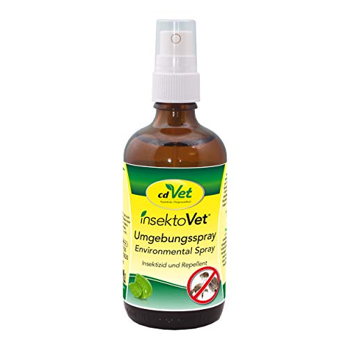 cdVet Naturprodukte InsektoVet Umgebungsspray 100 ml - Bekämpfung von Flöhen in allen Entwicklungsstadien- natürliches Reinigungmittel für Liegeplätze, Stallungen, Sofas, Decken, Autos, usw - von cdVet