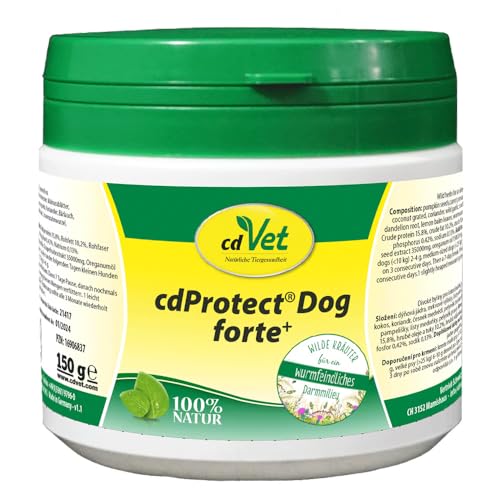 cdVet cdProtect Dog forte+ 150 g | Ergänzungsfuttermittel für Hunde - Wilde Kräuter für EIN wurmfeindliches Darmmilieu - von cdVet