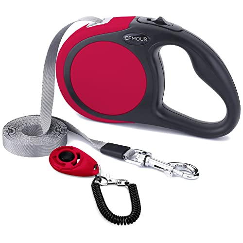 CFMOUR Einziehbare Hundeleine, 5 m/50 kg, strapazierfähig, ausziehbar, für mittelgroße bis große Hunde; Starkes Nylonband, EIN-Knopf-Bremse und Verriegelung, Bonus-Trainings-Clicker CFMOUR Einziehbare Hundeleine, 5 m/50 kg, strapazierfähig, ausziehbar, für mittelgroße bis große Hunde; Starkes Nylonband, EIN-Knopf-Bremse und Verriegelung, Bonus-Trainings-Clicker von cfmour