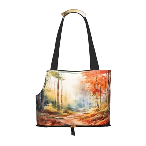 Aquarell Herbst Wald Haustier Tragetasche für kleine Hunde Katzen Welpen, stabile Hund Geldbörse vielseitige Katze Carrier Geldbörse Weiche Haustier Reise Tragetasche von cfpolar