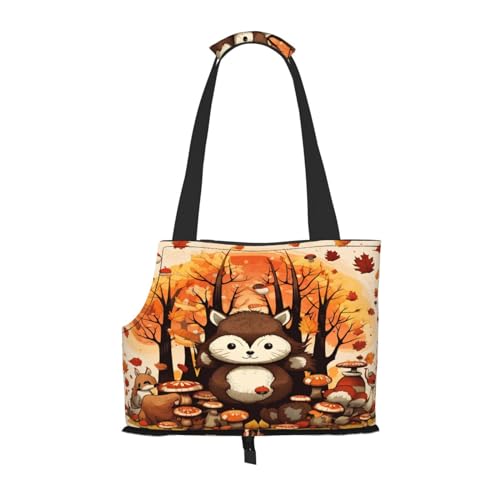 Fall Forest Cute Fox Pet Carrier für kleine Hunde, Katzen, Welpen, stabile Hundebörse, vielseitige Katzenträgertasche, weiche Haustier-Reisetasche von cfpolar