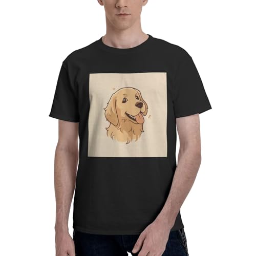 Lovely Golden Retriever Dog Herren-T-Shirt, kurzärmelig, Rundhalsausschnitt, feuchtigkeitsableitend, weiche Baumwolle, Schwarz, XX-Large von cfpolar