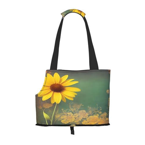 Oli Paint Style Sonnenblumen-Haustier-Tragetasche für kleine Hunde, Katzen, Welpen, stabile Hunde-Geldbörse, vielseitige Katzen-Tragetasche, weiche Haustier-Reisetasche von cfpolar