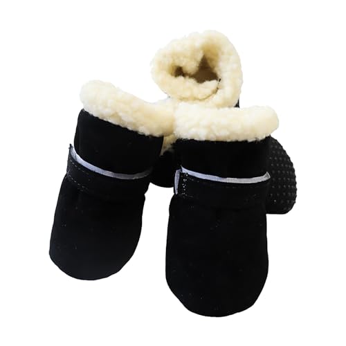 cfpqv Winter-Haustier (Hund/Katze) Schneestiefel tragen rutschfeste Sohlen, Dicke Plüsch-Haustierschuhe, sehr kalt und schneesicher Hausschuhe Plüschtier (Black, L) von cfpqv