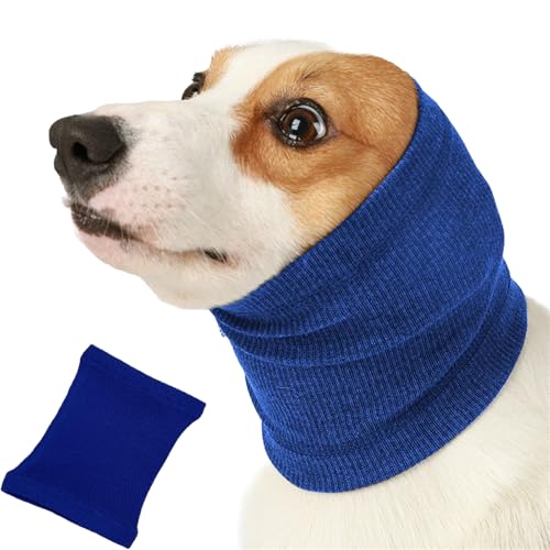 Gehörschutz Hund Silvester, Ohrenschützer Hund, Lärmschutz Für Hunde, Winter Pet Coldproof Geräuschreduzierung Warme Kopfbedeckungen, Hohe Elastizität Hunde Ohrenschützer Halstuch (L,Blau) von champracer