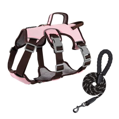 Hundegeschirr für Kleine und Mittelgroße Hunde Anti Zug Hundegeschirr Harness Verstellbar Atmungsaktiv Reflexstreifen Leicht Anzulegen (Rosa-B,L) von champracer