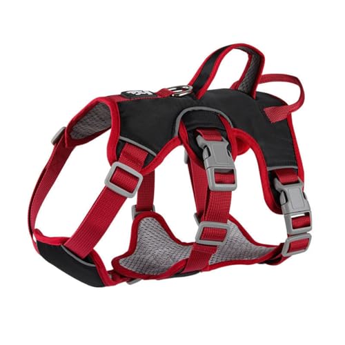 Hundegeschirr für Kleine und Mittelgroße Hunde Anti Zug Hundegeschirr Harness Verstellbar Atmungsaktiv Reflexstreifen Leicht Anzulegen (Schwarz-A,L) von champracer