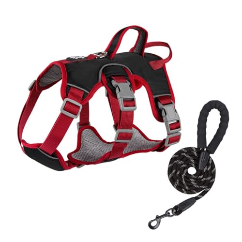 Hundegeschirr für Kleine und Mittelgroße Hunde Anti Zug Hundegeschirr Harness Verstellbar Atmungsaktiv Reflexstreifen Leicht Anzulegen (Schwarz-B,L) von champracer