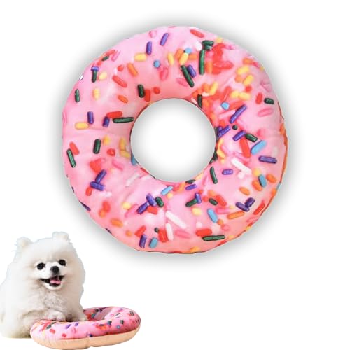 Hundespielzeug Quietschendes Mit Crinkle Papier, Donut Plüschtier Hundespielzeug Quietschend Robust, Rosa Donut Kauspielzeug Für Haustiere, Lustiges Interaktives Stofftier Für Hund (1 Stück) von champracer