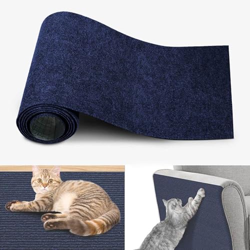 Katzen Kratzmatte, Selbstklebende Kratzmatte FüR Katzen, Kratzbretter Katze Wand, Kratzteppich Katze Wand Kratzschutz Sofa Katze DIY Climbing Langlebiger Heimtierbedarf (Dunkelblau,40x100 cm) von champracer