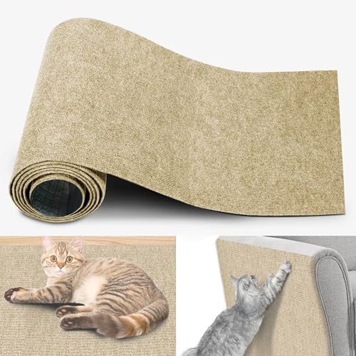 Katzen Kratzmatte, Selbstklebende Kratzmatte FüR Katzen, Kratzbretter Katze Wand, Kratzteppich Katze Wand Kratzschutz Sofa Katze DIY Climbing Langlebiger Heimtierbedarf (Khaki,40x300 cm) von champracer