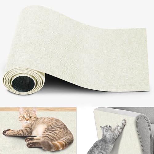 Katzen Kratzmatte, Selbstklebende Kratzmatte FüR Katzen, Kratzbretter Katze Wand, Kratzteppich Katze Wand Kratzschutz Sofa Katze DIY Climbing Langlebiger Heimtierbedarf (Weiß,40x100 cm) von champracer