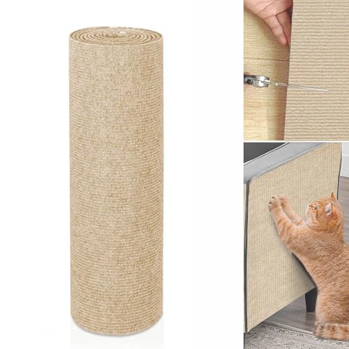 Katzen Kratzmatte Wand, Kratzmatte Katzen, Selbstklebende Kratzmatte Für Katzen, Selbstklebend Kratzbretter, Katze DIY Climbing Cat Scratcher Für Den Schutz Der Wohnung (Khaki,30x100 cm) von champracer