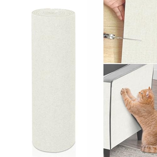 Katzen Kratzmatte Wand, Kratzmatte Katzen, Selbstklebende Kratzmatte Für Katzen, Selbstklebend Kratzbretter, Katze DIY Climbing Cat Scratcher Für Den Schutz Der Wohnung (Weiß,40x200 cm) von champracer