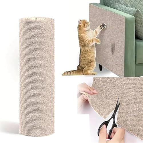 Kratzbrett Katze DIY, Kratzmatte Katze, Kratzfestes Selbstklebend Kratzpappe für widerstandsfähig Kratzschutz Sofa, Wiederverwendbar kratzteppich Katze (Beige,30x200 cm) von champracer