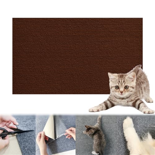 Kratzmatte Katze, Kratzmatte Selbstklebend, Kratzteppich Katze, Kratzwand Für Katzen, Kratzmatte Katze Wand, Teppich Katzen Kratzbrett Wand, Für Schützt Teppiche Sofa (30 * 100cm,Dunkelbraun) von champracer