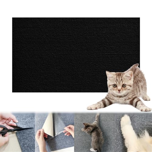 Kratzmatte Katze, Kratzmatte Selbstklebend, Kratzteppich Katze, Kratzwand Für Katzen, Kratzmatte Katze Wand, Teppich Katzen Kratzbrett Wand, Für Schützt Teppiche Sofa (30 * 100cm,schwarz) von champracer