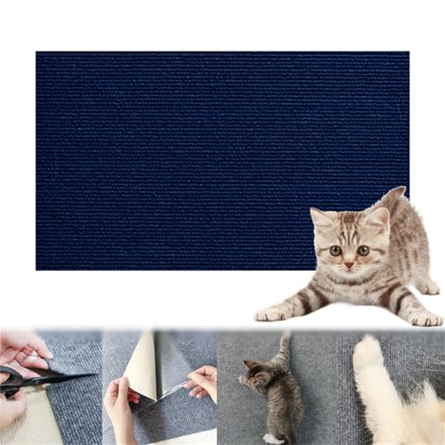 Kratzmatte Katze, Kratzmatte Selbstklebend, Kratzteppich Katze, Kratzwand Für Katzen, Kratzmatte Katze Wand, Teppich Katzen Kratzbrett Wand, Für Schützt Teppiche Sofa (30 * 30cm,Marineblau) von champracer