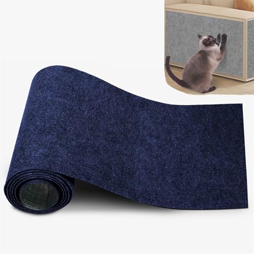 Kratzmatte Katze Wand, Katzen Kratzmatte, Kratzmatte Selbstklebend, Kratzteppich Katze Selbstklebend für Die Wand, Schutzteppich SofamöBel DIY Trimmbare Teppichunterlagen (Dunkelblau,30x100 cm) von champracer