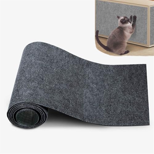 Kratzmatte Katze Wand, Katzen Kratzmatte, Kratzmatte Selbstklebend, Kratzteppich Katze Selbstklebend für Die Wand, Schutzteppich SofamöBel DIY Trimmbare Teppichunterlagen (Dunkelgrau,30x100 cm) von champracer