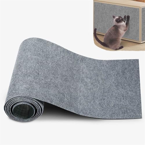 Kratzmatte Katze Wand, Katzen Kratzmatte, Kratzmatte Selbstklebend, Kratzteppich Katze Selbstklebend für Die Wand, Schutzteppich SofamöBel DIY Trimmbare Teppichunterlagen (Hellgrau,30x100 cm) von champracer