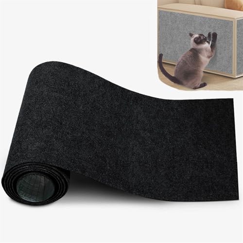 Kratzmatte Katze Wand, Katzen Kratzmatte, Kratzmatte Selbstklebend, Kratzteppich Katze Selbstklebend für Die Wand, Schutzteppich SofamöBel DIY Trimmbare Teppichunterlagen (Schwarz,30x100 cm) von champracer