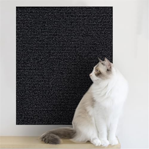 Kratzteppich Selbstklebend, Sisal Teppich Katzen, Kratzteppich Katze Wand, DIY Kratzmatte Katze Selbstklebend, Selbstklebende Kratzmatte Wand Für Schützt Teppiche Und Sofas (schwarz,30 * 100cm) von champracer