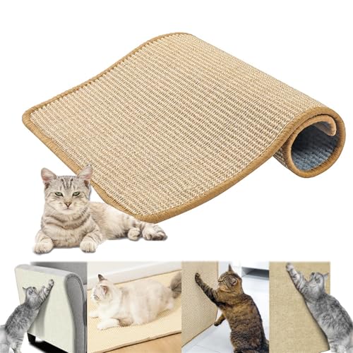 Kratzwand Für Katzen, Sisalmatte Selbstklebend Kratzteppich Katze, Kratzwand Katze, Keine Krümel Kratzmatte Katze Wand, Katzen Kratzschutz Für Sofa Couch Möbel Tür Wand (Khaki,40 * 60 cm) von champracer