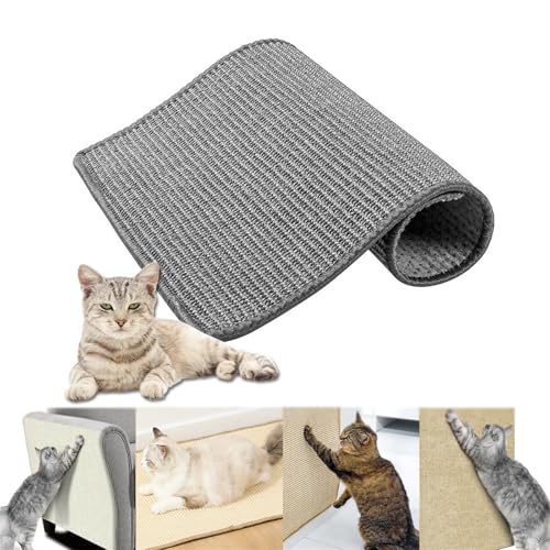 Kratzwand Für Katzen, Sisalmatte Selbstklebend Kratzteppich Katze, Kratzwand Katze, Keine Krümel Kratzmatte Katze Wand, Katzen Kratzschutz Für Sofa Couch Möbel Tür Wand (grau,40 * 60 cm) von champracer