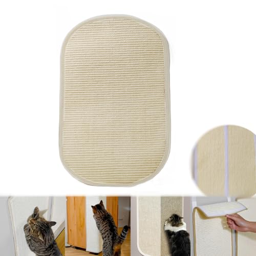 Sisal Teppich Katzen, Kratzwand Für Katzen, Sisalmatte Kratzteppich Selbstklebend, Katzenkratzschutz Für Couch, Katzen Bretter Für Die Wand, Keine Krümel Kratzmatte Katze Wand (60 * 40 cm,#B) von champracer