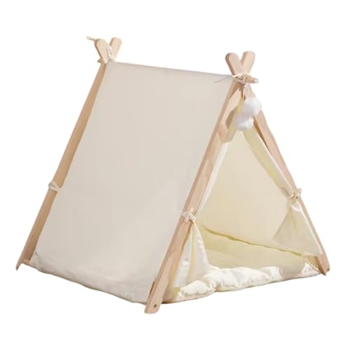 Tipi Zelt für Haustiere Katzenzelt Hundezelt Katzenzelt Katzentipi Hundehöhle Geschenkidee für Tiere (Beige) von champracer