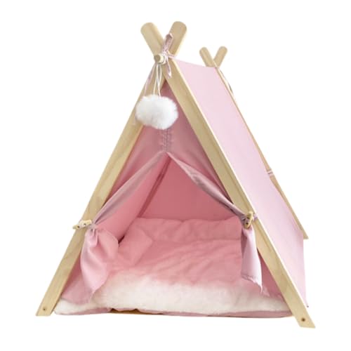 Tipi Zelt für Haustiere Katzenzelt Hundezelt Katzenzelt Katzentipi Hundehöhle Geschenkidee für Tiere (Rosa) von champracer