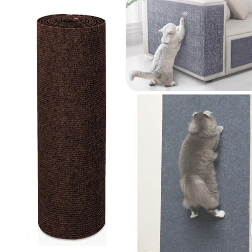 champracer Katzen Kratzmatte, Kratzwand für Katzen, Kratzschutz Sofa Katze, Selbstklebende Kratzmatte für Katzen, DIY Kratzteppich Katze Wiederverwendbar Kratzteppich Katze (Braun,30x100 cm) von champracer