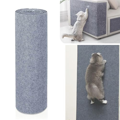 champracer Katzen Kratzmatte, Kratzwand für Katzen, Kratzschutz Sofa Katze, Selbstklebende Kratzmatte für Katzen, DIY Kratzteppich Katze Wiederverwendbar Kratzteppich Katze (Hellgrau,30x100 cm) von champracer