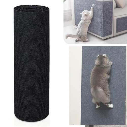 champracer Katzen Kratzmatte, Kratzwand für Katzen, Kratzschutz Sofa Katze, Selbstklebende Kratzmatte für Katzen, DIY Kratzteppich Katze Wiederverwendbar Kratzteppich Katze (Schwarz,40x200 cm) von champracer