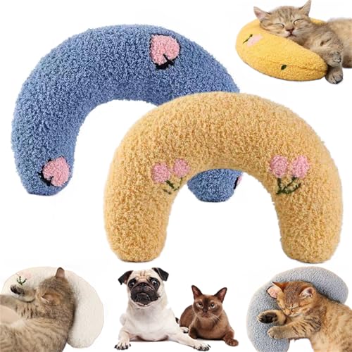 champracer Kopfkissen Für Hunde, Haustierkissen U Förmig, Beruhigungskissen Für Hunde, Weiche Kissen Nackenkissen Für Haustiere, Zum Schlafen Katze Kuscheltier Für Ausruhen, Spielen (2pcs-#A) von champracer