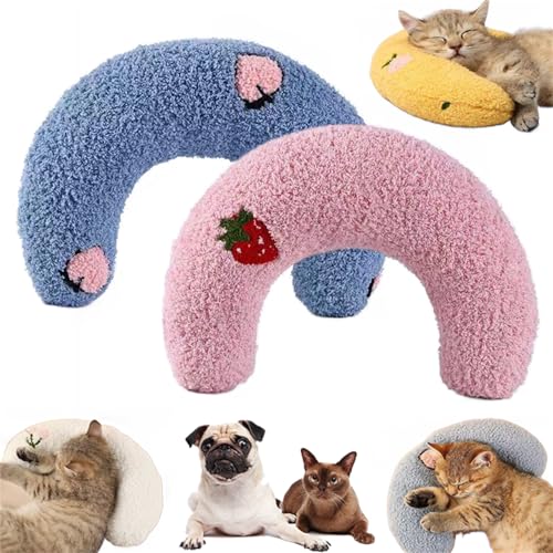 champracer Kopfkissen Für Hunde, Haustierkissen U Förmig, Beruhigungskissen Für Hunde, Weiche Kissen Nackenkissen Für Haustiere, Zum Schlafen Katze Kuscheltier Für Ausruhen, Spielen (2pcs-#B) von champracer