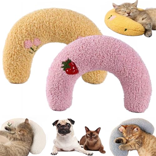 champracer Kopfkissen Für Hunde, Haustierkissen U Förmig, Beruhigungskissen Für Hunde, Weiche Kissen Nackenkissen Für Haustiere, Zum Schlafen Katze Kuscheltier Für Ausruhen, Spielen (2pcs-#C) von champracer