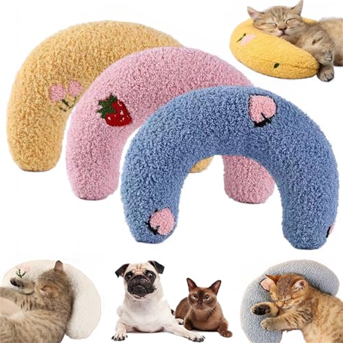 champracer Kopfkissen Für Hunde, Haustierkissen U Förmig, Beruhigungskissen Für Hunde, Weiche Kissen Nackenkissen Für Haustiere, Zum Schlafen Katze Kuscheltier Für Ausruhen, Spielen (3pcs) von champracer