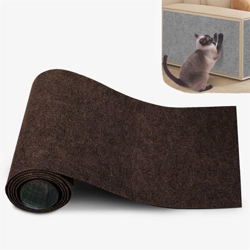 champracer Kratzmatte Katze Wand, Katzen Kratzmatte, Kratzmatte Selbstklebend, Kratzteppich Katze Selbstklebend für Die Wand, Schutzteppich SofamöBel DIY Trimmbare Teppichunterlagen (Braun,30x100 cm) von champracer